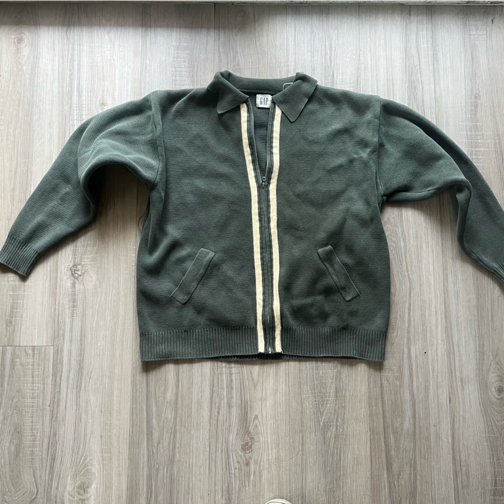 GAP Dark Green Zip-Up Sweater